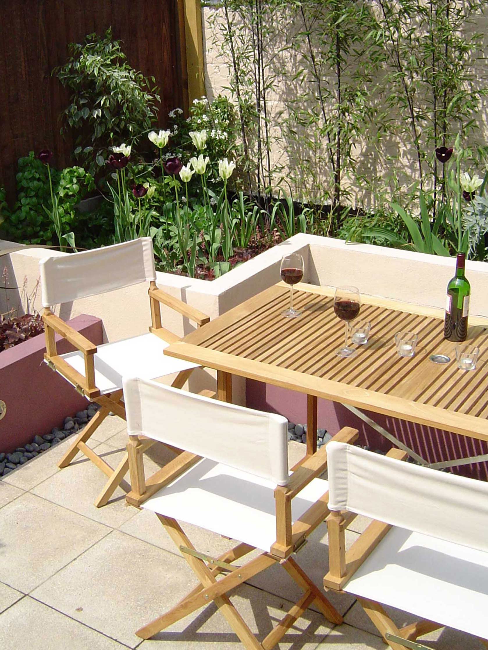 Dining area in South London city garden